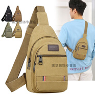 途尊（kingtrip）夏季新款男胸包男士單肩斜挎包男戶(hù)外胸前背包休閑帆布挎包胸包小包包 【卡其色】