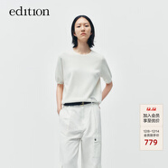 edition【高圓圓同款】E+云朵系列2024秋新款長(cháng)絨棉復古圓領(lǐng)針織短袖毛衣 砂白色K04 M
