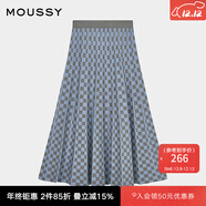 moussy 新品復古港風(fēng)提花格紋針織裙半身裙028HAA70-2881 115花紋藍色 S 00001/S