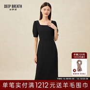 深呼吸DEEP BREATH女裝方領(lǐng)泡泡袖高腰洋裝氣質(zhì)連衣裙小黑裙8500129 黑 S (2碼)