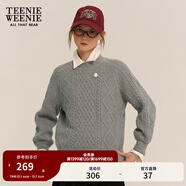 Teenie Weenie小熊絞花毛衣秋冬學(xué)院風(fēng)綿羊毛混紡針織衫 灰色 165/M