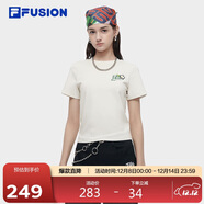 FILA FUSION斐樂(lè )潮牌官方針織短袖t恤女2024夏季休閑透氣短t上衣