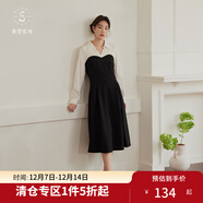 獨束【束型系列】大碼郁金裙雙版型拼接連衣裙女新款顯瘦氣質(zhì)裙子 蘋(píng)果型-加長(cháng) M (尺碼：1) 拍前和客服確認尺碼