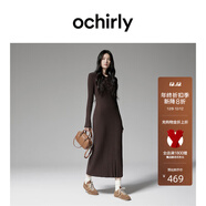 歐時(shí)力OCHIRLY抗起球羊毛針織連衣裙長(cháng)款優(yōu)雅季新品通勤松弛感新 深啡 S