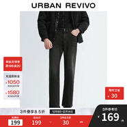 UR2025秋季新款男裝休閑貓須水洗磨破直筒牛仔長(cháng)褲UMB850005 黑色 34