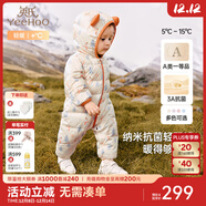 英氏（YEEHOO）兒童羽絨服秋冬納米抗菌輕薄款嬰兒羽絨服連體衣超韌絨 林中雪人 90 cm-充絨量51g-建議1-2歲