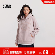森馬（Semir）史努比系列衛衣女中長(cháng)款假兩件圖案冬oversize搖粒絨101724116019
