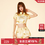 LALABOBO迷彩辣妹風(fēng)短袖t恤女設計感露腰性感時(shí)尚上衣潮商場(chǎng)款LBDB-WSDT38 黃色 S