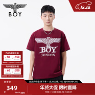 BOY LONDON【玫瑰誓約】春夏情侶款簡(jiǎn)約潮牌燙鉆短袖T恤N01900 酒紅色 L