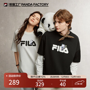 FILA 斐樂(lè )女裝T恤2025年秋季新款短袖情侶同款純棉熊貓短t上衣男女 云菇白-WT 3XL 190/108A/XXXL