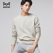 貓人（MiiOW）液氨絲光棉長(cháng)袖T恤男打底衫秋冬薄款純白色高端衣服2025新款上衣 卡其色 2XL (適合145-165斤)