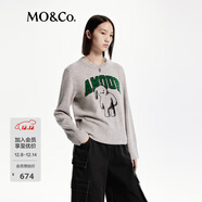 MO&Co.毛衣針織衫綿羊毛絨感小熊寬松美式復古圓領(lǐng)花灰摩安珂 中花灰色 L 170
