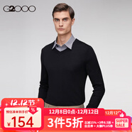 G2000男裝針織衫春秋新款商務(wù)休閑時(shí)尚毛衣16075012【合】 黑色-V M/170