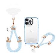 藍彩何GARMMA永橙elloitty手機掛繩50周年手腕繩背夾手機繩鏈斜挎可背掛件女高端背帶掛飾夾片防丟繩女精 手腕掛繩蠟筆小白藍色可愛(ài)