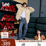 Lee【張凌赫代言】中藍色水洗428懶懶褲高腰女顯瘦寬腿牛仔褲潮流 中藍色 30