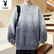 花花公子（PLAYBOY）冬季加厚粉色毛衣男女潮流休閑個(gè)性套頭情侶針織衫水貂絨毛線(xiàn)衣 CC9571深灰色 L 105-120斤