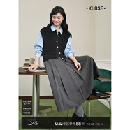 闊色（kuose）灰色西裝百褶半身裙女秋季新款學(xué)院格雷系穿搭a字長(cháng)裙子冬 灰色9013 S