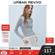 UR2025春季新款女裝假兩件撞色拼接設計感針織衫UYY950015 冷灰 L