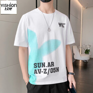 A21以純2025夏季新款純棉短袖T恤男士潮身半袖男生字母印 白色  L