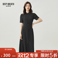 深呼吸DEEP BREATH女裝氣質(zhì)Polo領(lǐng)洋裝中長(cháng)款復古波點(diǎn)連衣裙8500143 黑 S (2碼)