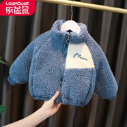 樂(lè )芭鼠童裝兒童外套加厚休閑棉服冬季新品嬰幼童寶寶衣服男童夾棉上衣冬裝韓版潮牌女小童棉衣 藍色（加絨加厚） 100碼建議2-3歲 ( 90-100cm )