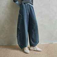 日著(zhù)（rizhuo）原創(chuàng  )藍加絨牛仔褲2025新款女寬松好看休閑顯瘦冬季加厚長(cháng)褲子 靜影藍 M