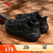 安踏老爹鞋運動(dòng)休閑鞋男冬季新款皮網(wǎng)面透氣增高軟底復古跑步鞋子男 引力【皮網(wǎng)拼接】基礎黑-4 40 (250mm)