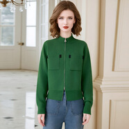菲夢(mèng)伊含羊毛外套女冬季拉鏈款立領(lǐng)時(shí)尚休閑修身小個(gè)子夾克衫上衣 草綠色 M 90-120