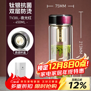 萬(wàn)象（WANXIANG）雙層抗菌玻璃杯節日禮物商務(wù)辦公車(chē)載男便攜高檔禮盒男高檔泡茶杯 TV38L-夜光紅-450ml