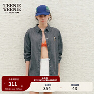 Teenie Weenie小熊女裝休閑復古時(shí)尚長(cháng)袖牛仔襯衫通勤襯衣開(kāi)衫上衣 灰色 S (160)