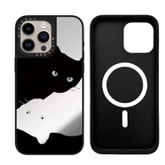 何健弓聯(lián)名明星對稱(chēng)素貓咪倒影適用iPhone15Promax蘋(píng)果17手機殼16潮牌14防摔套13個(gè)性12女11創(chuàng  )意磁吸版卡 CASE對稱(chēng)貓咪鏡面磁吸版Mag iPhone11
