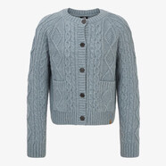 北面（The North Face）韓國代購北面戶(hù)外女短款25秋冬休閑開(kāi)衫上衣毛衣外套圓領(lǐng)復古R88 灰藍NJ5SR88C S 85