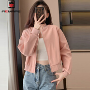 AEMAPE小個(gè)子高腰短款刺繡棒球服外套女2026年新款春秋休閑百搭夾克上衣 粉紅色 常規 S