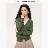 佐丹奴（Giordano）針織開(kāi)衫女小外套 純棉V領(lǐng)小衫女 外搭純色女外衣05350649