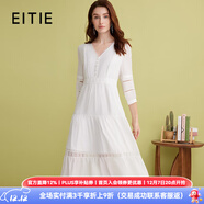 愛(ài)特愛(ài)甜美度假公主裙V領(lǐng)收腰白色連衣裙2025春季新款減齡女裙A2507527 極光白10 M (160)