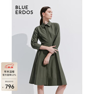 BLUE ERDOS連衣裙女裝春夏氣質(zhì)設計感鏤空顯瘦襯衫長(cháng)裙B245I2009 橄欖綠 155/76A/XS