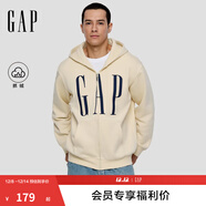 GAP男女裝2025秋季新款logo印花抓絨寬松運動(dòng)連帽衫衛衣786920 米色 L (175/96A) 亞洲尺碼