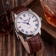 左微沙（JOWISSA）瑞士進(jìn)口全自動(dòng)機械男表藍寶石表鏡簡(jiǎn)約休閑背透送老公新年禮物 棕帶白盤(pán)-表盤(pán)43MM-J4.007.L
