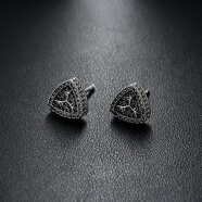 秦火鑲鉆水晶耳釘男時(shí)尚潮流歐美三角形耳環(huán)女感百搭耳飾 (鑲鉆水晶耳釘)黑色一對