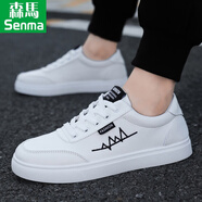 森馬（senma）男鞋休閑板鞋男2025新款透氣防滑運動(dòng)鞋男士布鞋時(shí)尚潮流百搭鞋子 B-513白色心電圖 41