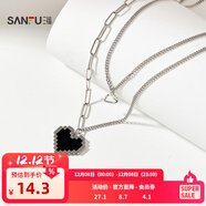 三福休閑中性短項鏈單條 時(shí)尚潮流設計感裝飾首飾鏈 843527 雙層桃心 1個(gè)