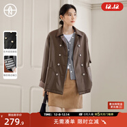 對白【AN大碼系列】巴恩風(fēng)皮衣外套秋季胖mm新款復古寬松pu皮夾克上衣 咖啡色 L 建議體重125-135