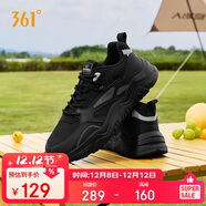 361°運動(dòng)鞋男秋冬季厚底增高黑色通勤休閑跑步老爹鞋子男672426763F-4