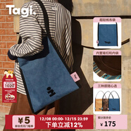 Tagi.邊邊帆布袋高密度大容量通勤秋冬復古單肩包斜挎包旅行手提包 想象牛仔
