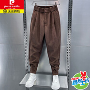 皮爾卡丹（pierre cardin）秋冬新款寬松束腳哈倫褲百搭九分小腳休閑褲痞帥燈芯絨褲子男 咖啡色 款 加絨 M 100-125斤