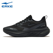 鴻星爾克（ERKE）女鞋跑步鞋新款軟底緩震回彈運動(dòng)鞋輕便百搭防滑休閑跑鞋 正黑/碳灰 38