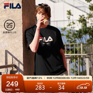 FILA 斐樂(lè )官方男女同款針織T恤2025年夏季純棉寬松休閑情侶短袖t恤