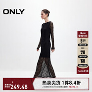 ONLY2025秋季新款甜美優(yōu)雅鉤花蕾絲長(cháng)袖長(cháng)裙連衣裙女|125161006 H1Z 黑色 XS