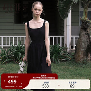 Teenie Weenie小熊白色連衣裙2025夏季新款優(yōu)雅氣質(zhì)黑色法式連身裙 黑色 L