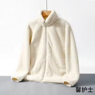 馨護士搖粒絨外套男女款2023秋冬新款大碼寬松上衣加絨開(kāi)衫珊瑚絨衛衣 白色 毛毛款拉鏈 2XL 建議體重100-118